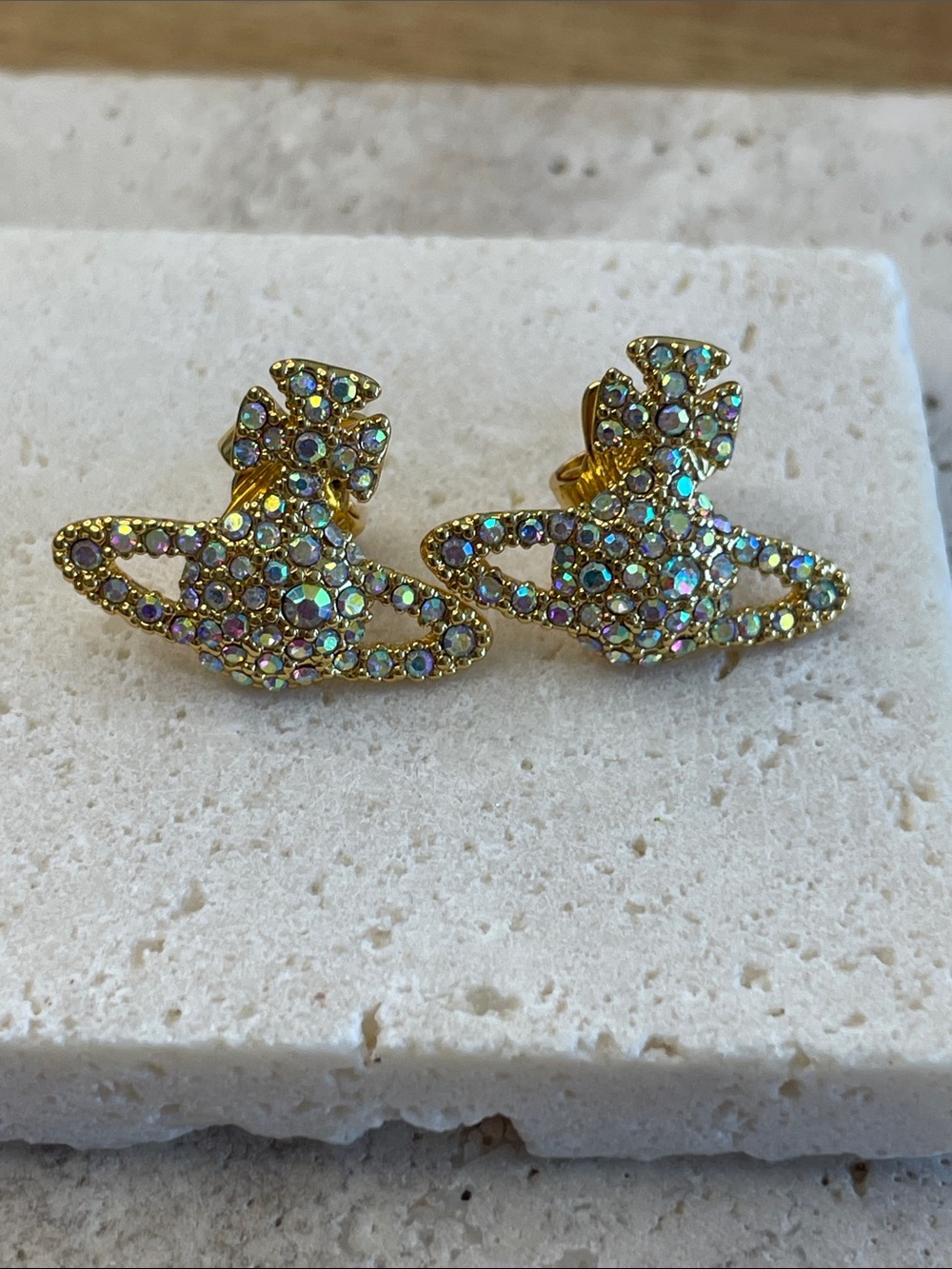 Vivienne Westwood Gold Orb Aurora Crystal Earrings